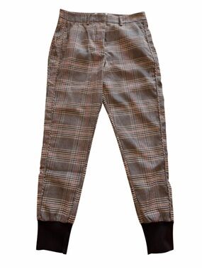 Plaid Jogger Pants Women Size 2 Elastic Waist Cuffed Casual